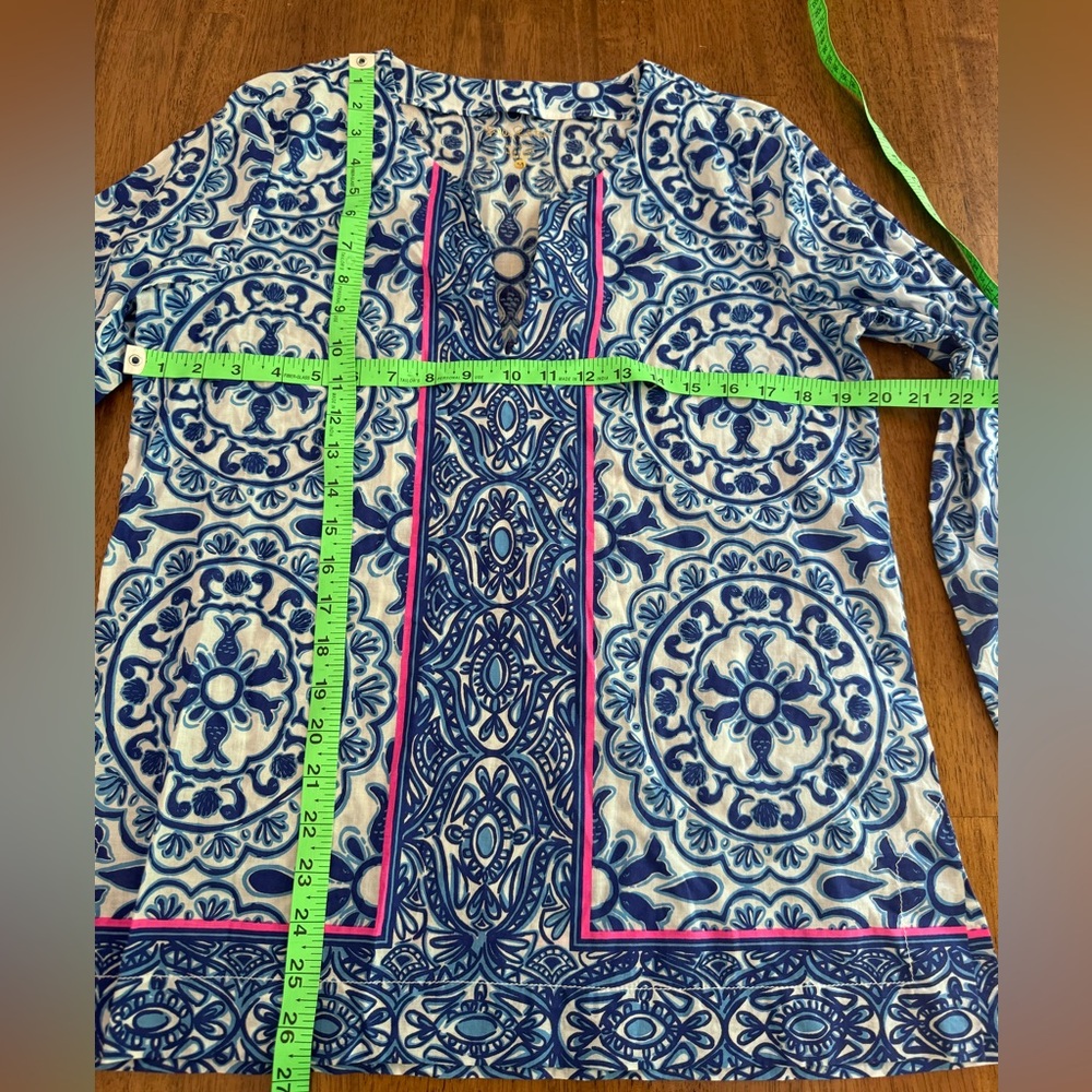 Lilly Pulitzer Amelia Island Tunic Top SZ M Resort White Pooling Around - Picture 15 of 15